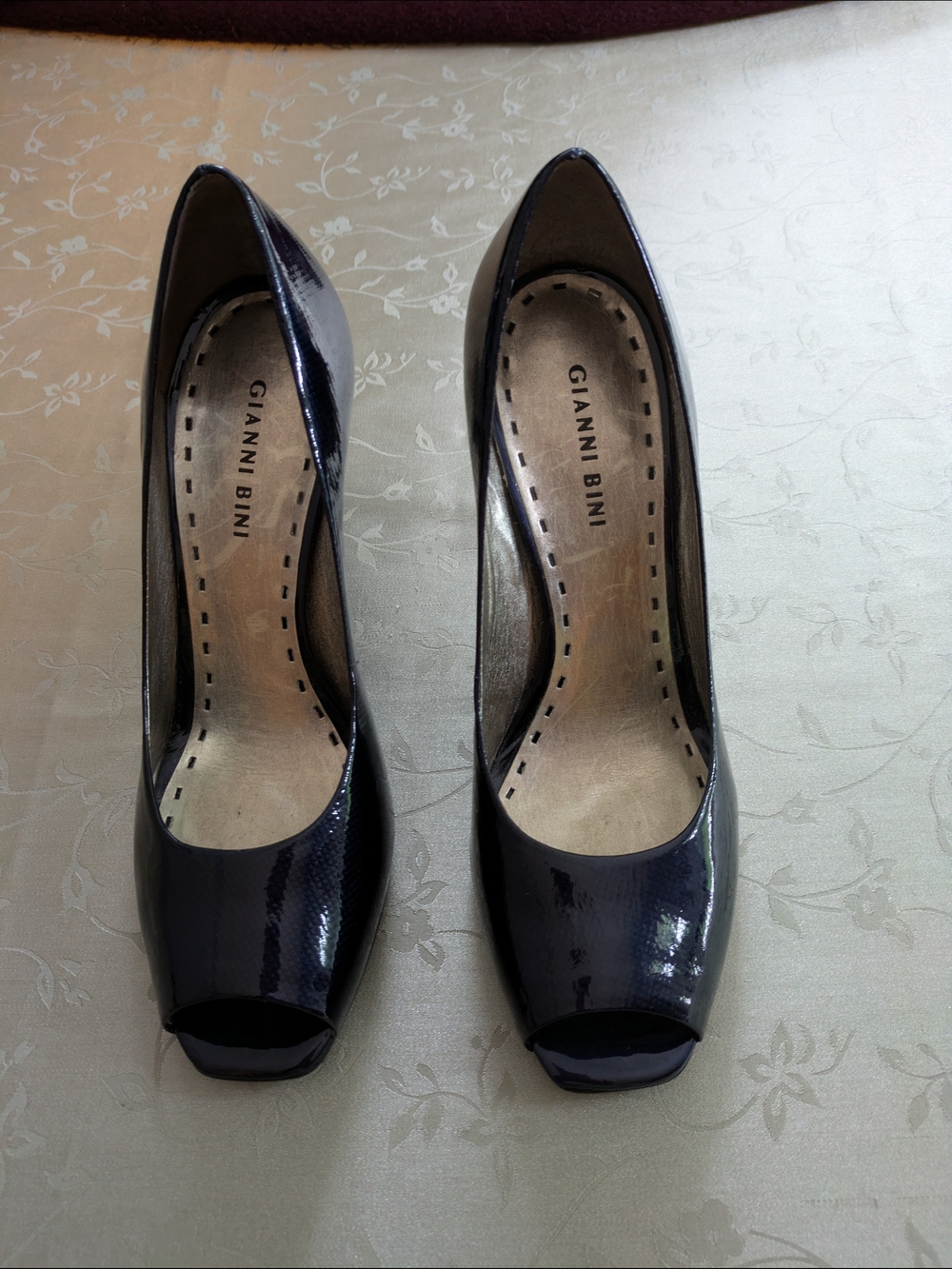 Gianni Bini Black Patent Peep-Toe Pumps